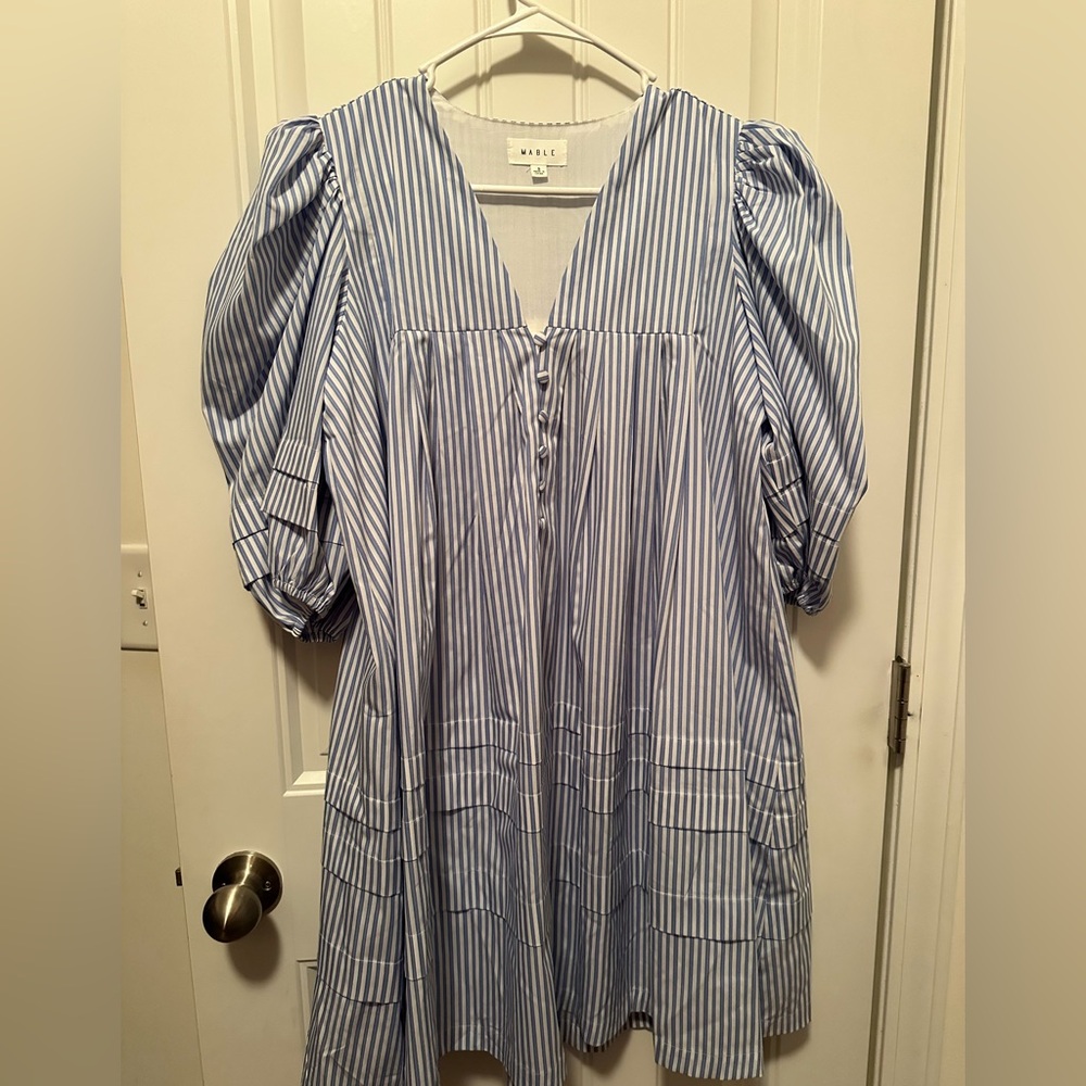 Mable Blue and White Striped Dress